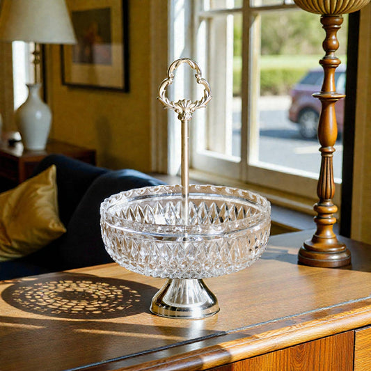 Coupe montée en cristal et métal argenté, 1950