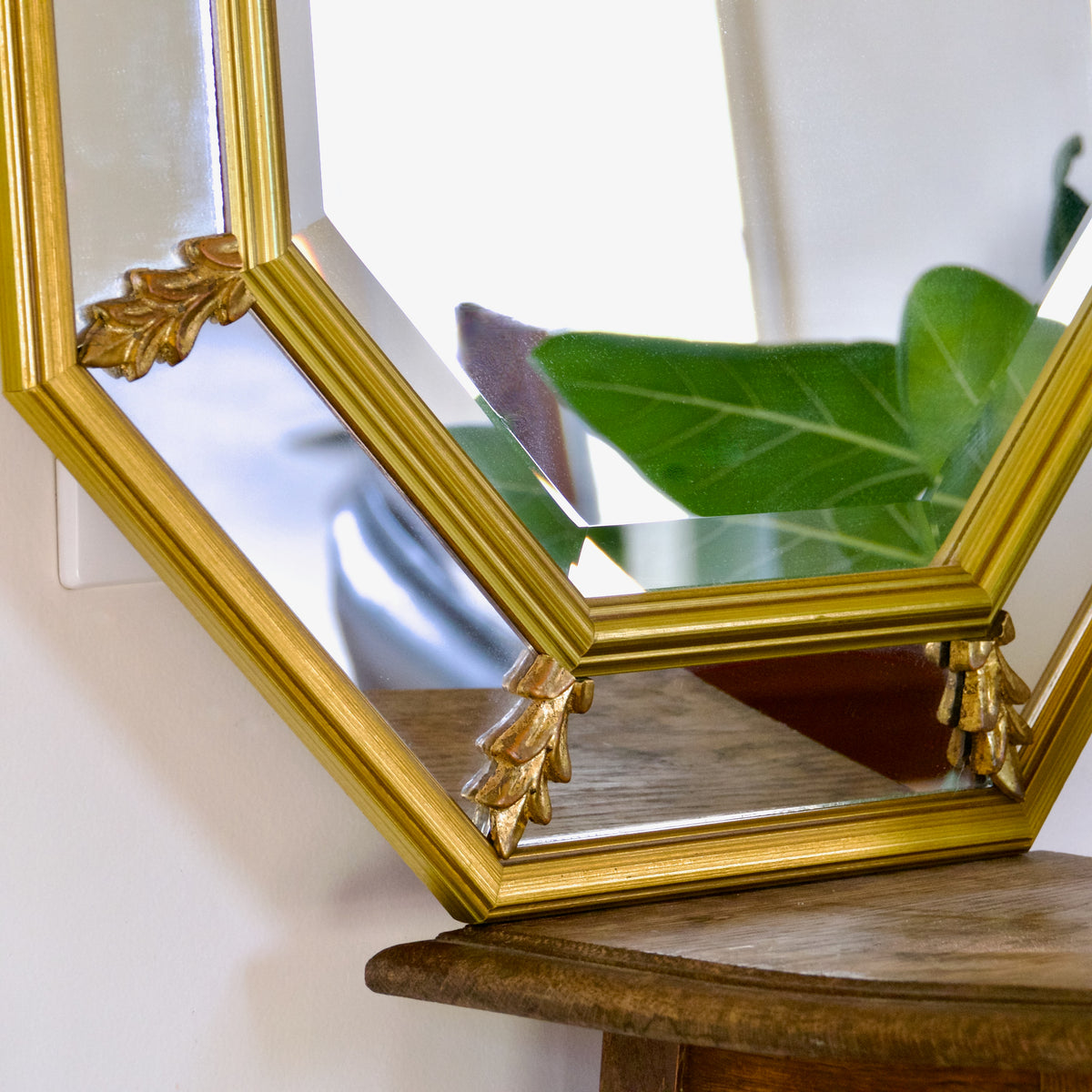 Miroir à parcloses biseauté octogonal vintage