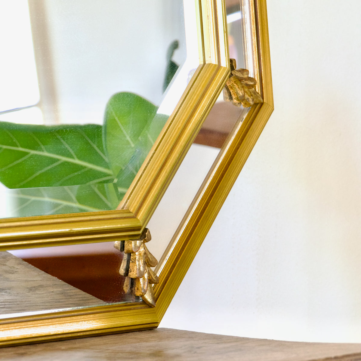 Miroir à parcloses biseauté octogonal vintage