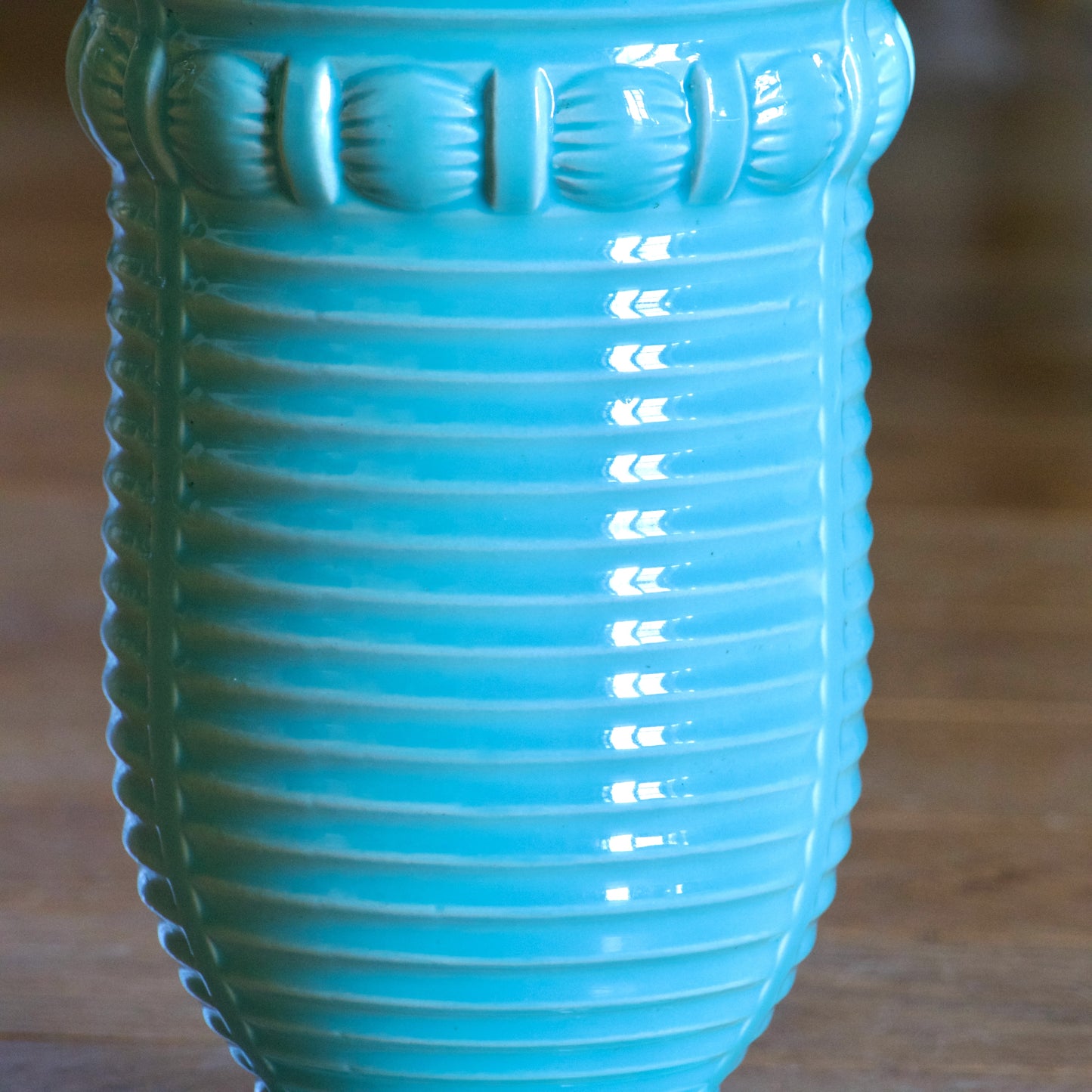 Vase Art Deco Poët Laval en céramique émaillée turquoise