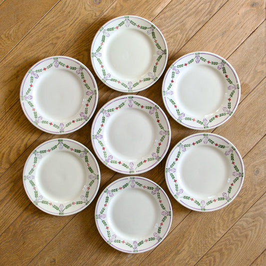 Assiettes à dessert de Noël de 1920 Emile Bourgeois Drouot Paris