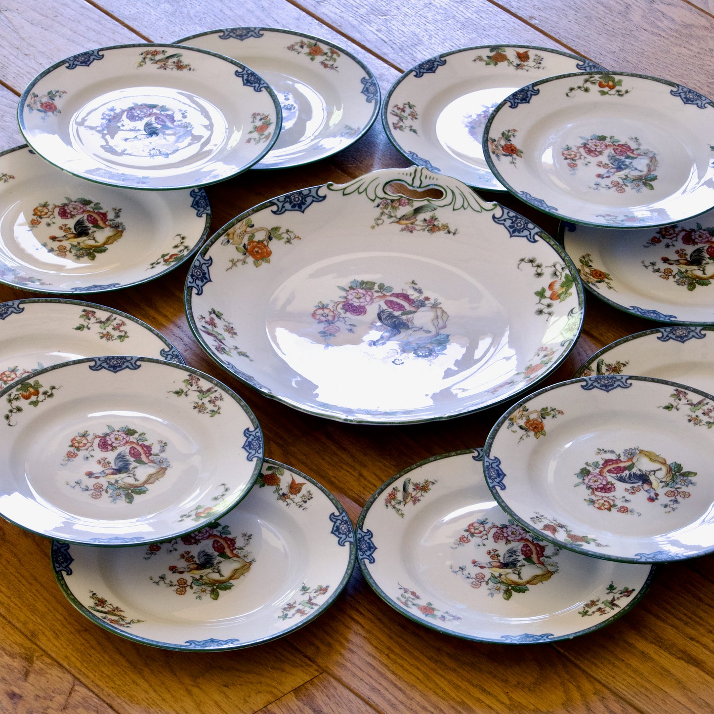 Service Altrohlau en porcelaine décor oiseaux - papillons - coq 1930