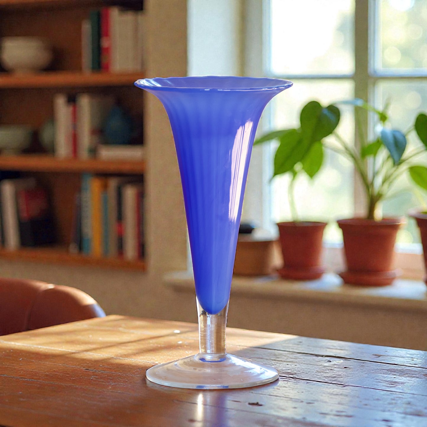 Grand vase de Murano en verre soufflé bouche, bleu