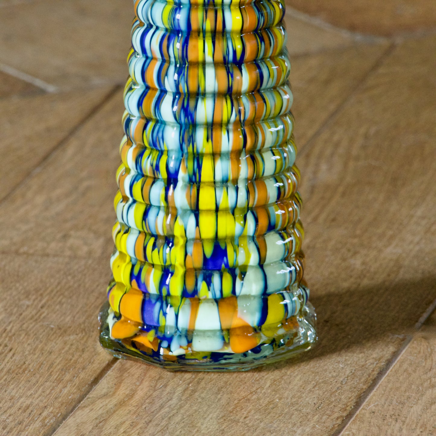Vase multicolore en verre soufflé bouche de Murano