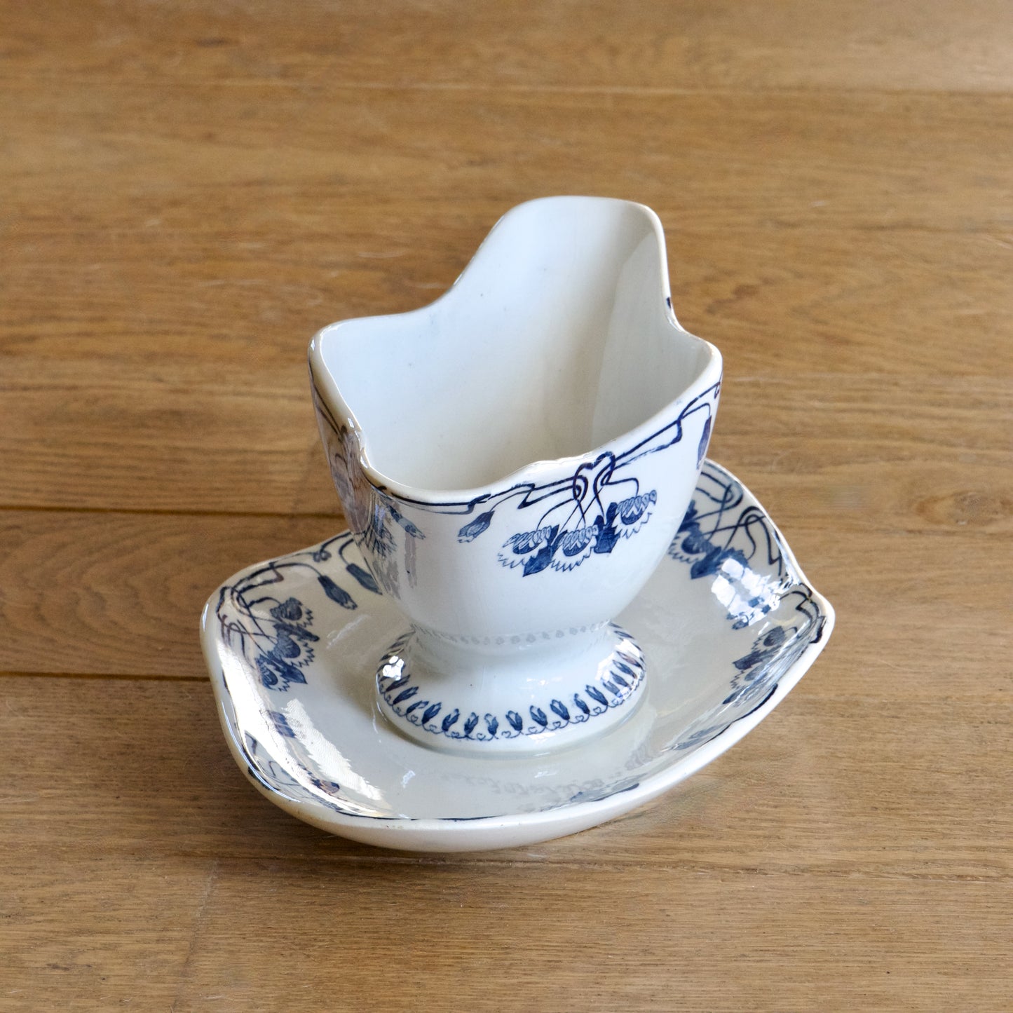 Saucière XIXe Gien collection "Nénuphar" - terre de fer