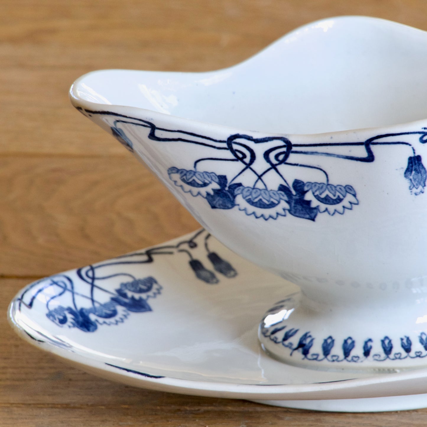 Saucière XIXe Gien collection "Nénuphar" - terre de fer