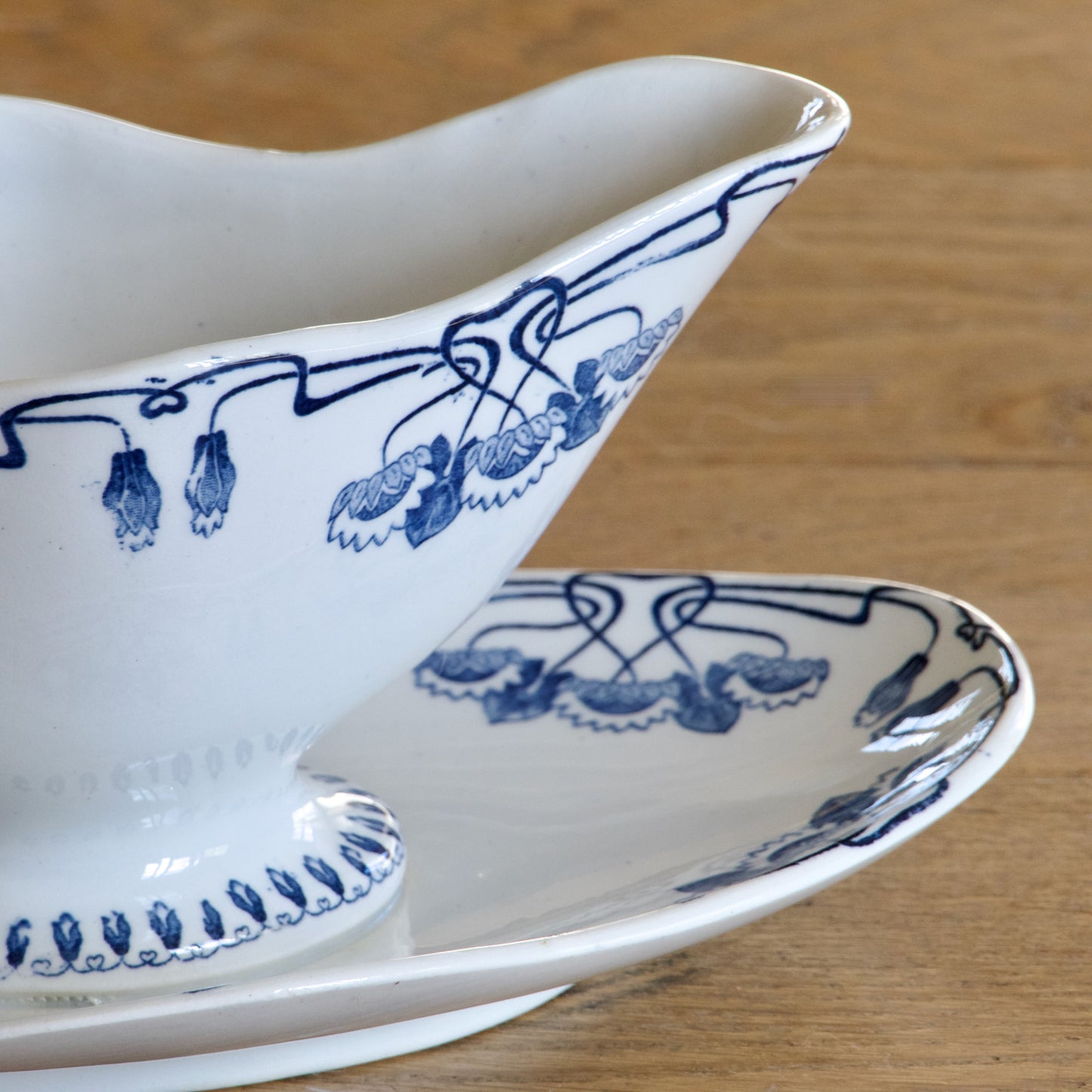 Saucière XIXe Gien collection "Nénuphar" - terre de fer