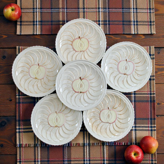 6 assiettes à dessert trompe-l'oeil tarte aux pommes