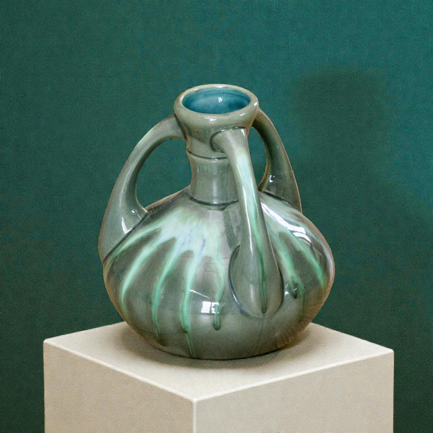Vase Art Nouveau en grès flammé émaillé signé Fives-Lille Gustave de Bruyn