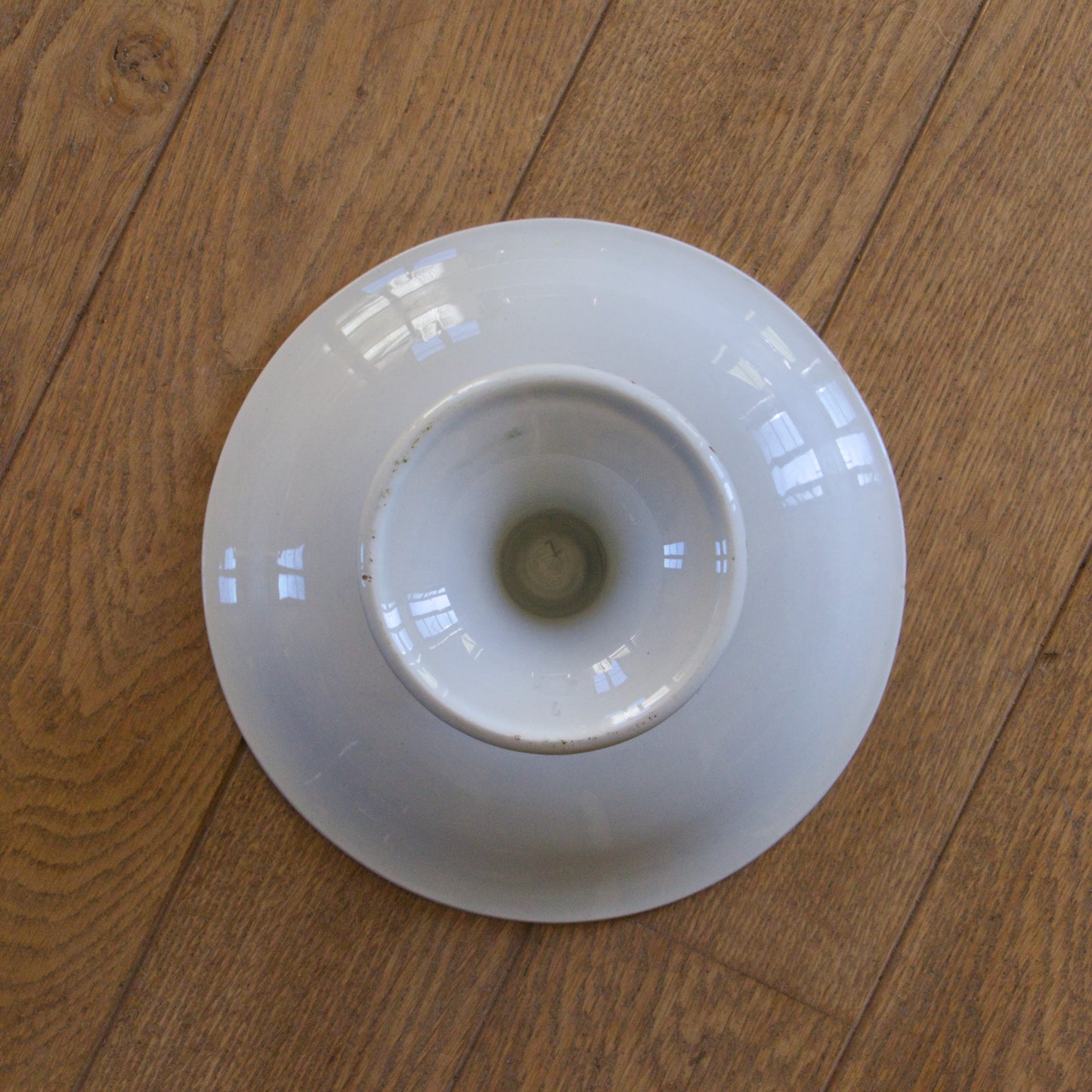 Compotier ancien en faïence terre de fer rose