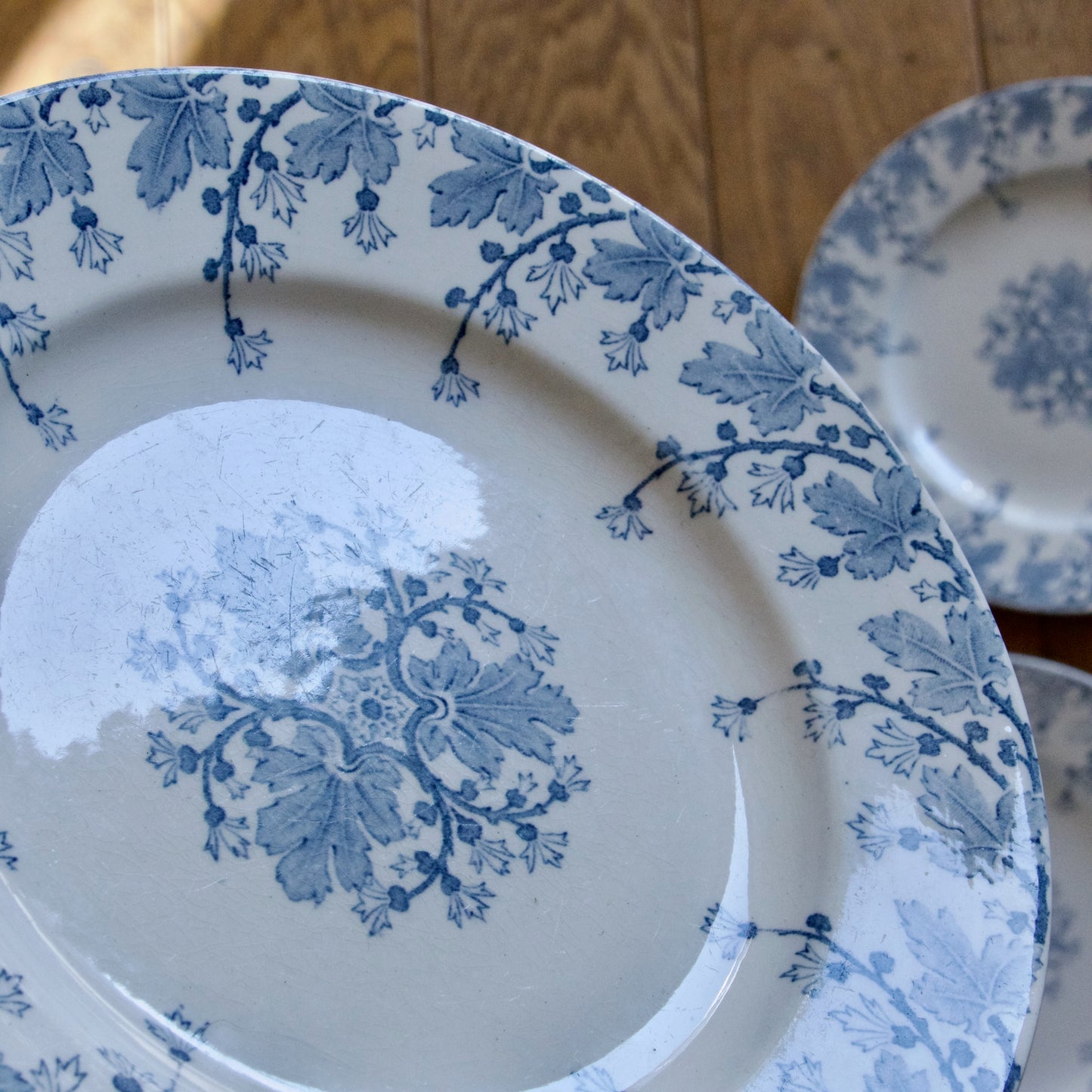 7 assiettes à dessert XIXe KG Luneville collection Neva - terre de fer