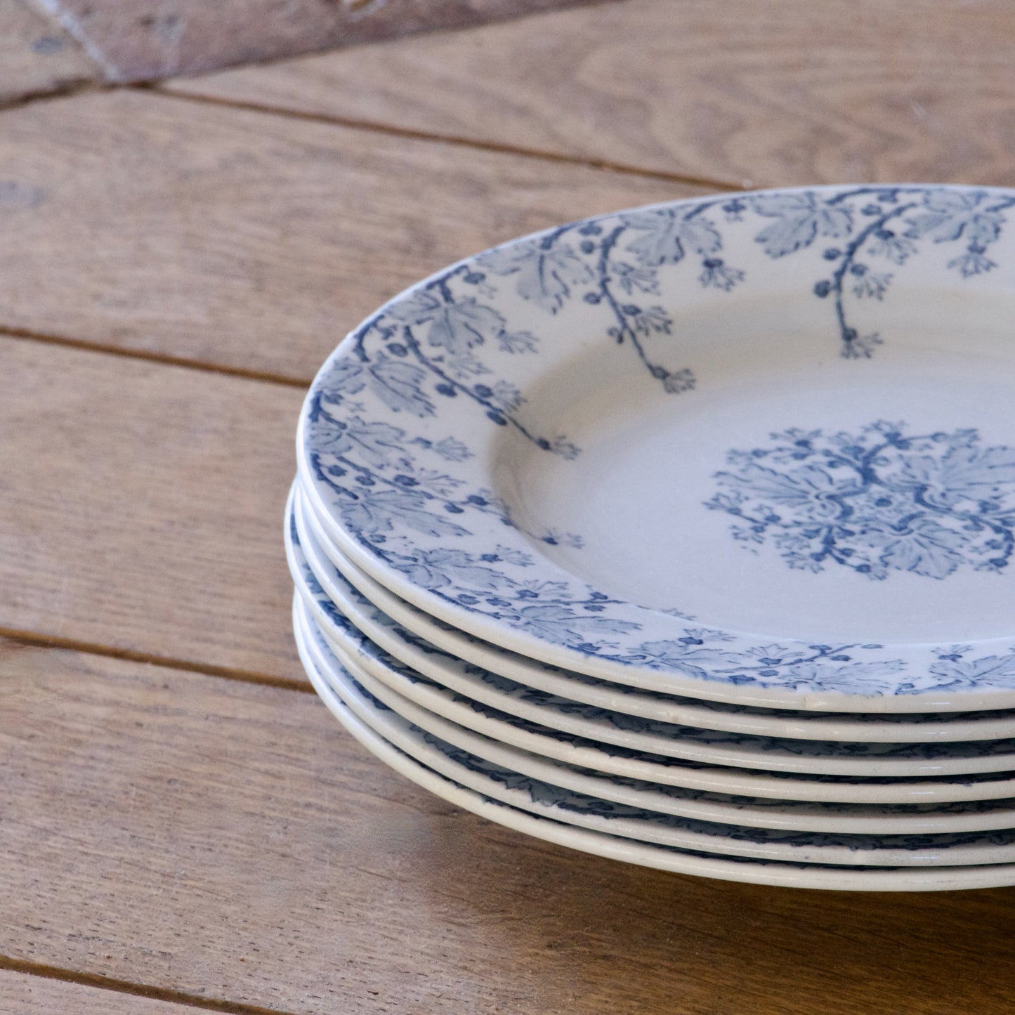 7 assiettes à dessert XIXe KG Luneville collection Neva - terre de fer