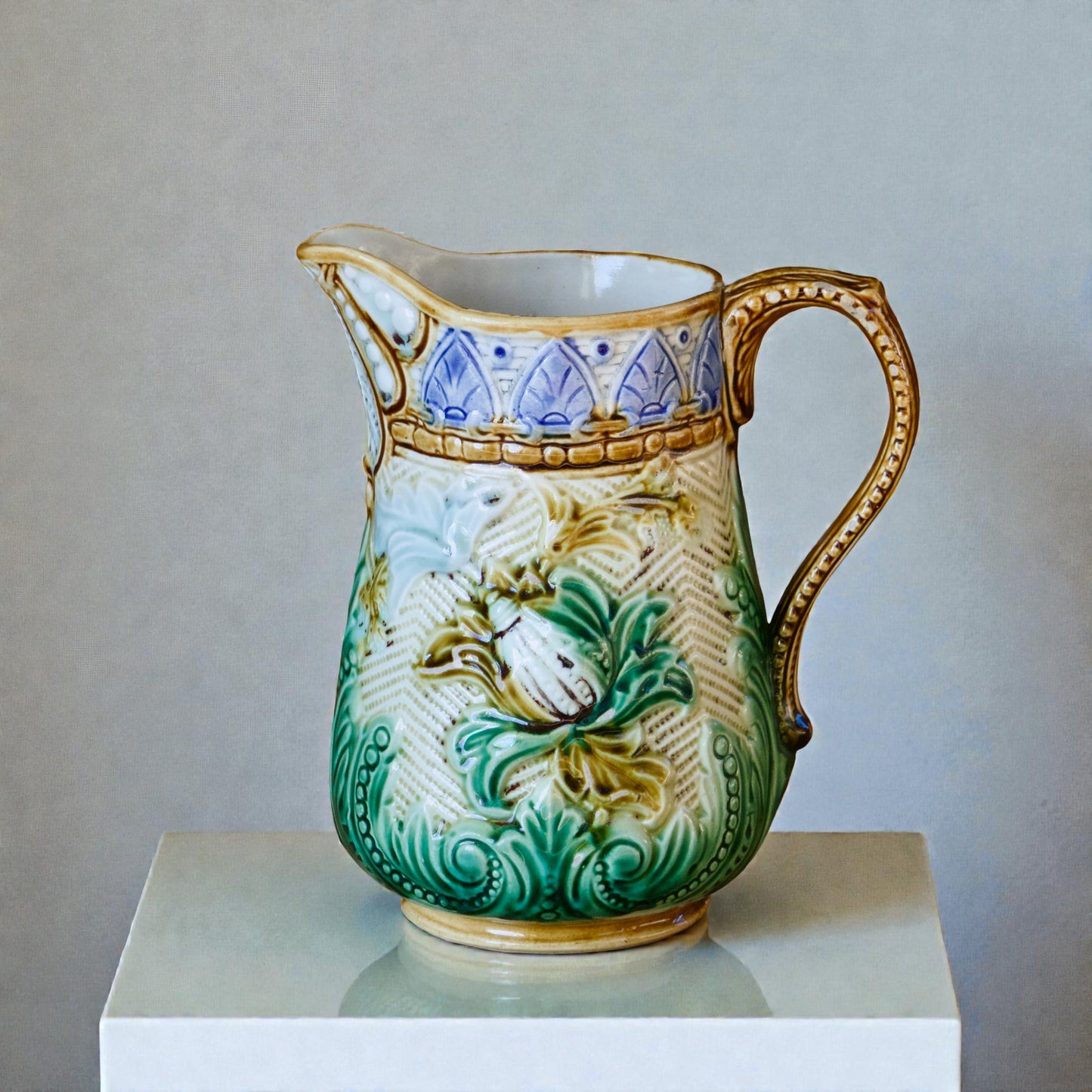 Pichet carafe XIXe siècle en barbotine de l'Est