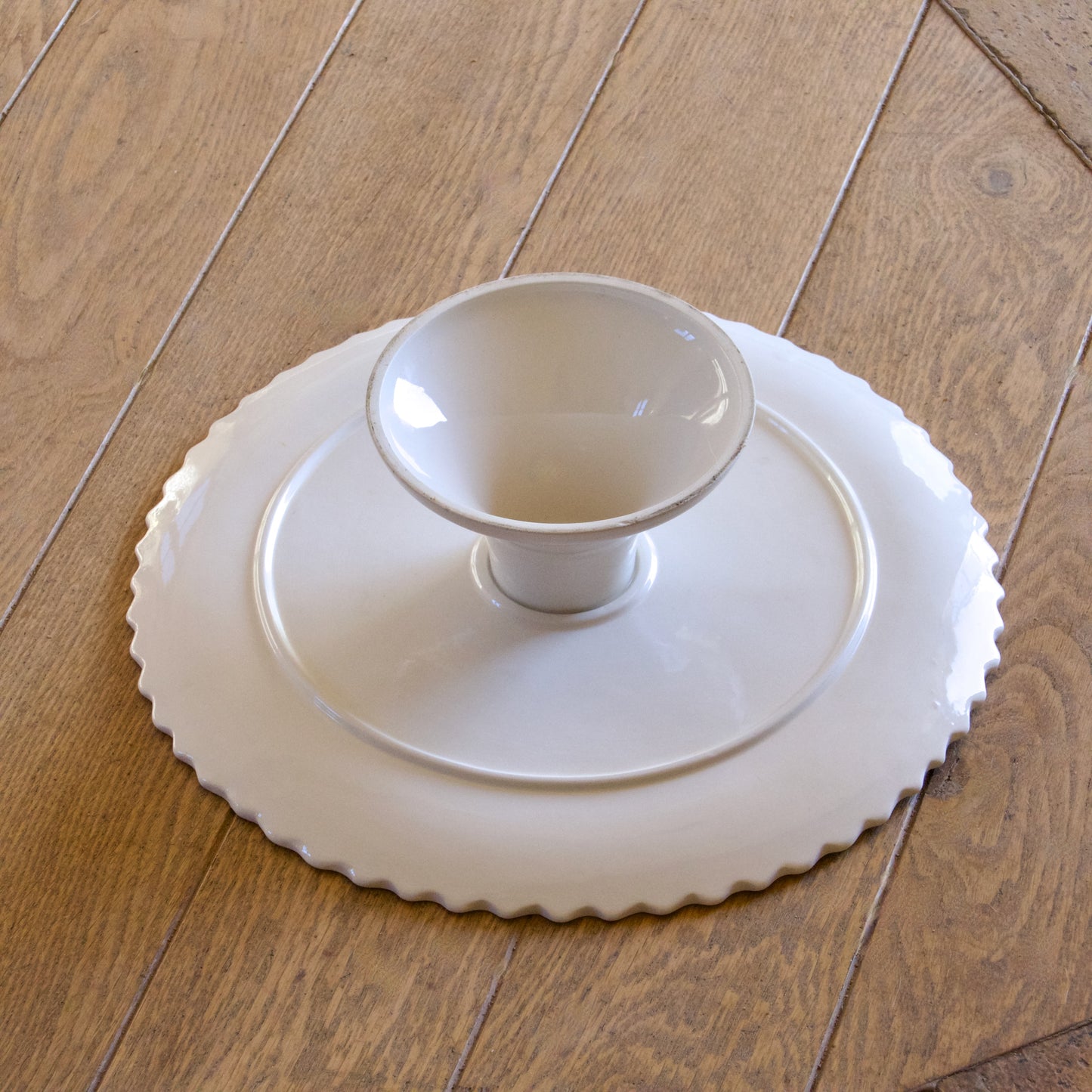 Grand présentoir à gâteau / tarte en barbotine citrons