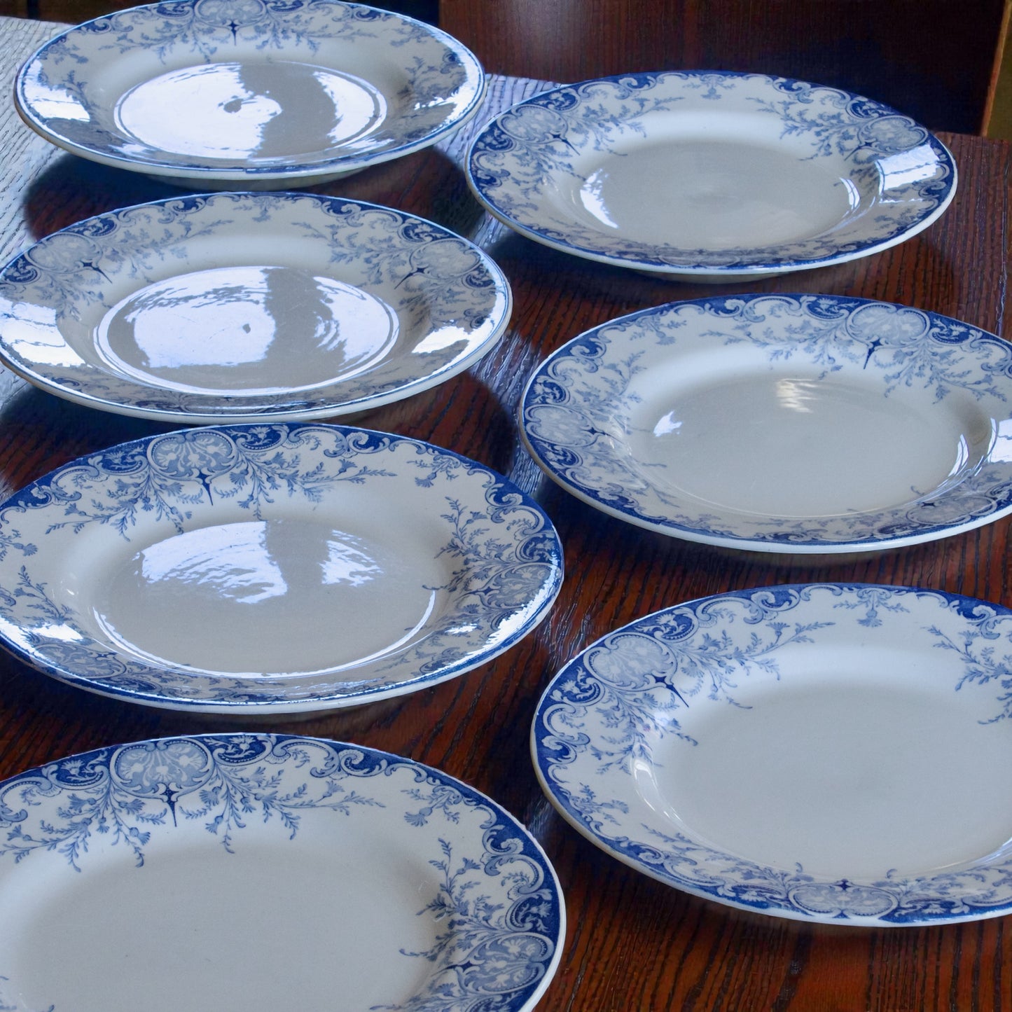 7 assiettes plates KG Luneville "Phénix" - terre de fer