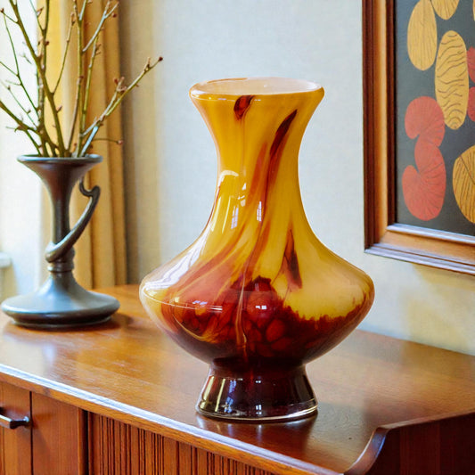Vase en verre opalin flammé de Murano, 1960's