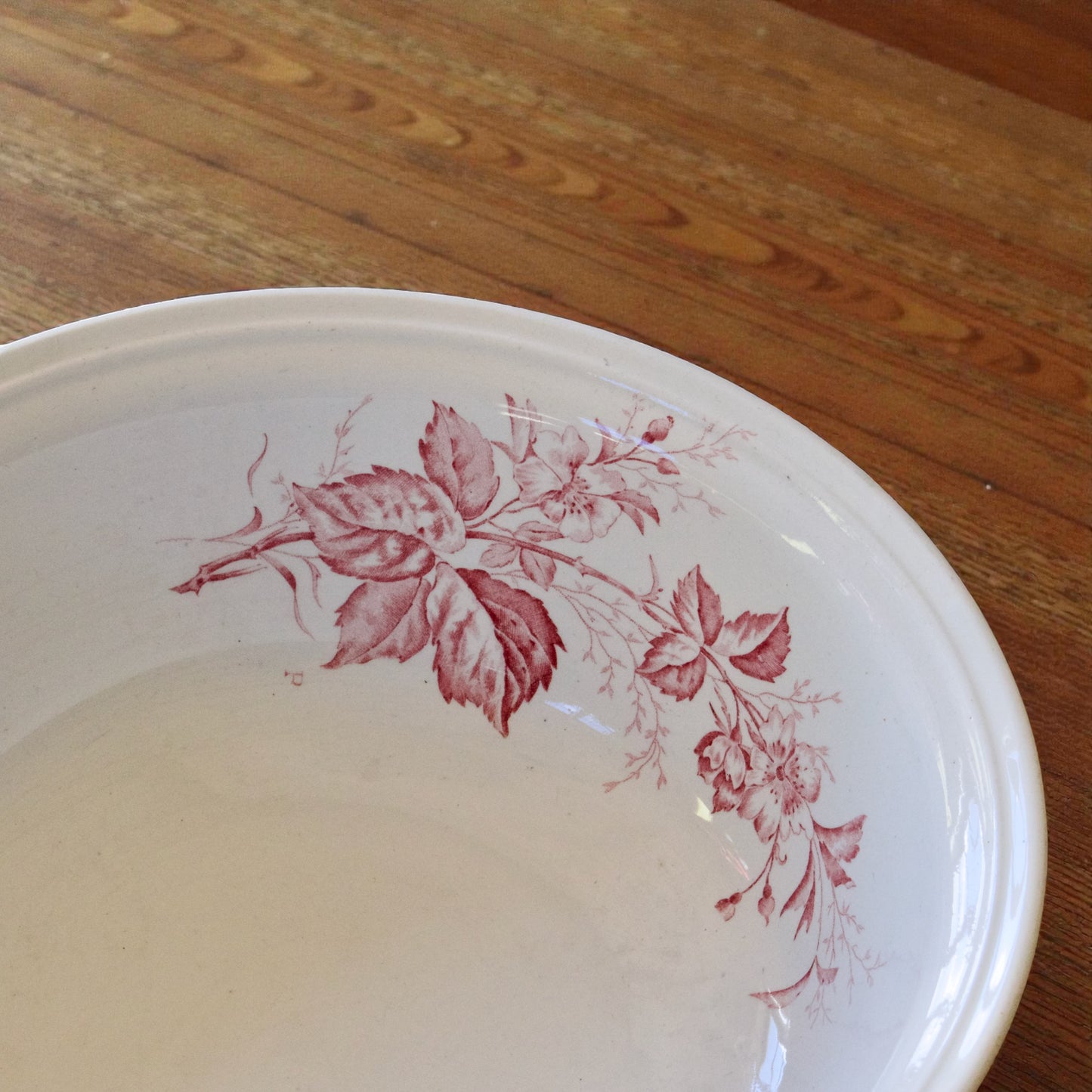 Grand saladier ancien Imperial Bonn - terre de fer rose