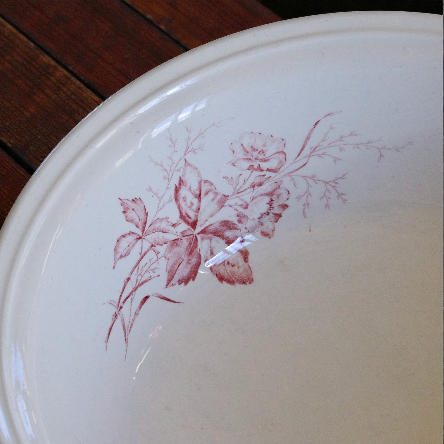 Grand saladier ancien Imperial Bonn - terre de fer rose