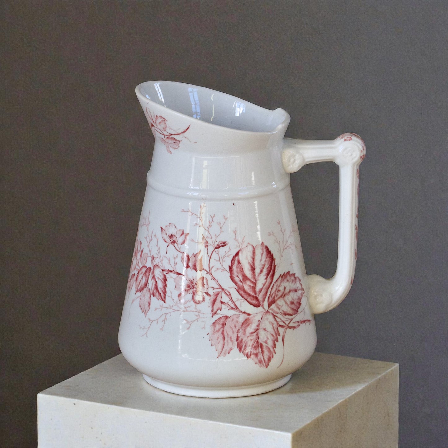 Grand broc ancien terre de fer rose XIXe Imperial Bonn
