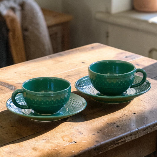 Duo de tasses Geneviève Lethu collection "Grains de riz"