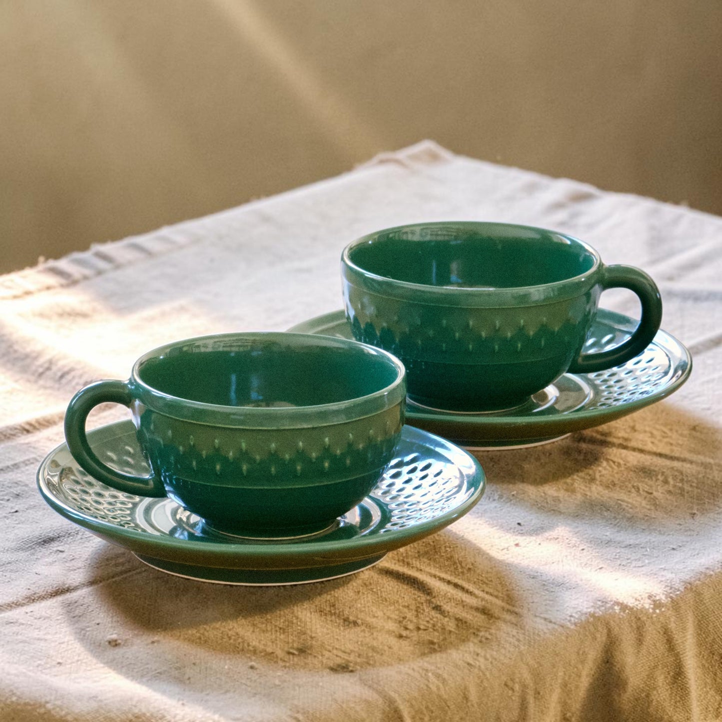 Duo de tasses Geneviève Lethu collection "Grains de riz"