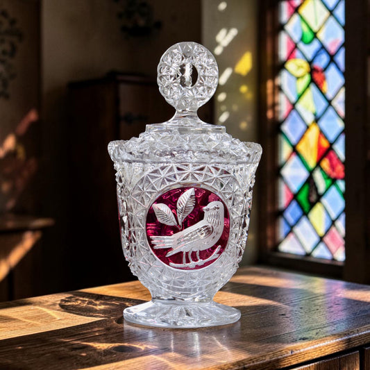 Bonbonnière sur piédouche en cristal Hofbauer "Byrdes"