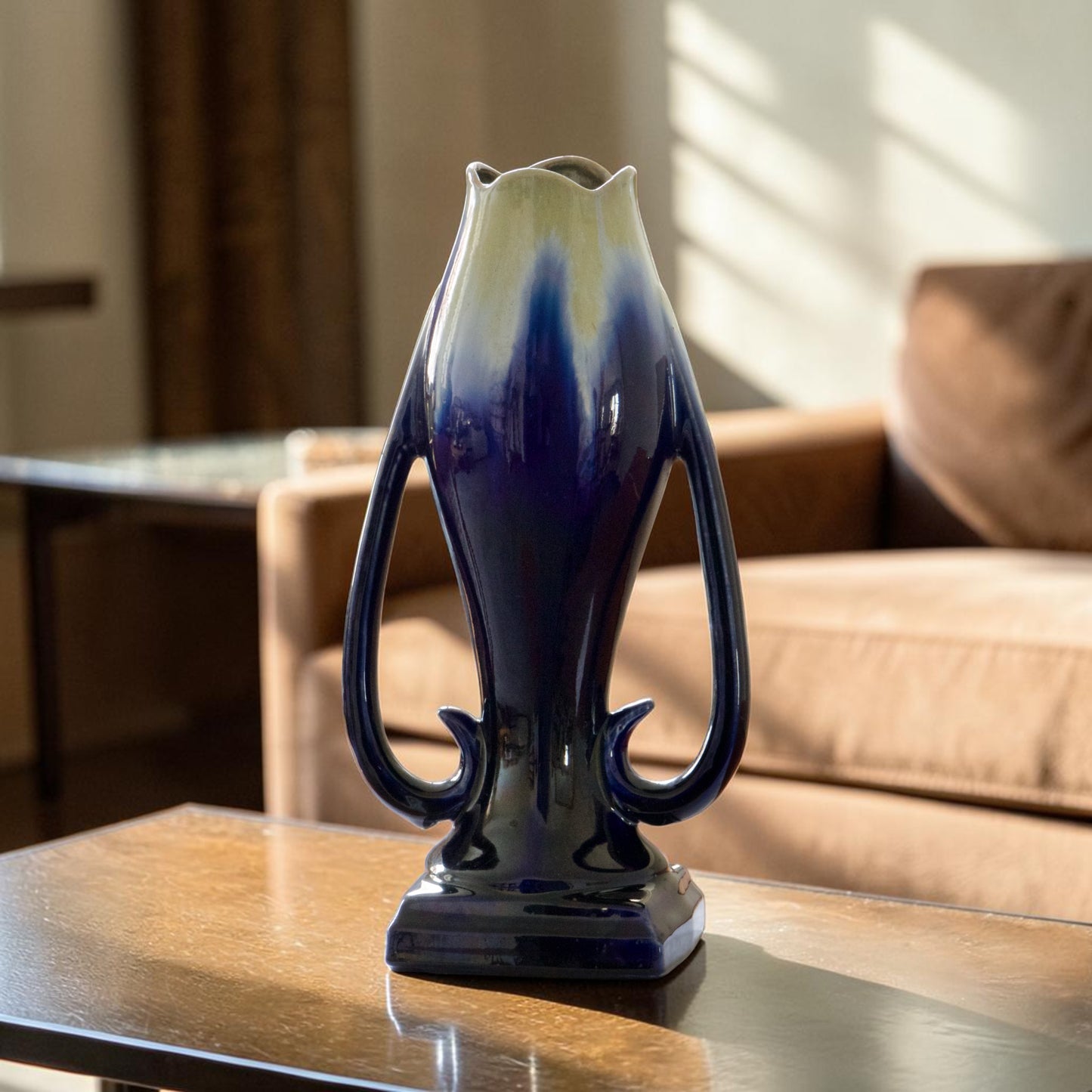 Grand vase Art Nouveau de Thulin en grès flammé émaillé