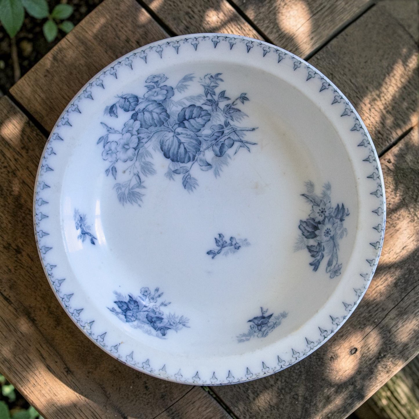 Plat creux XIXe Sarreguemines "Flore" - terre de fer