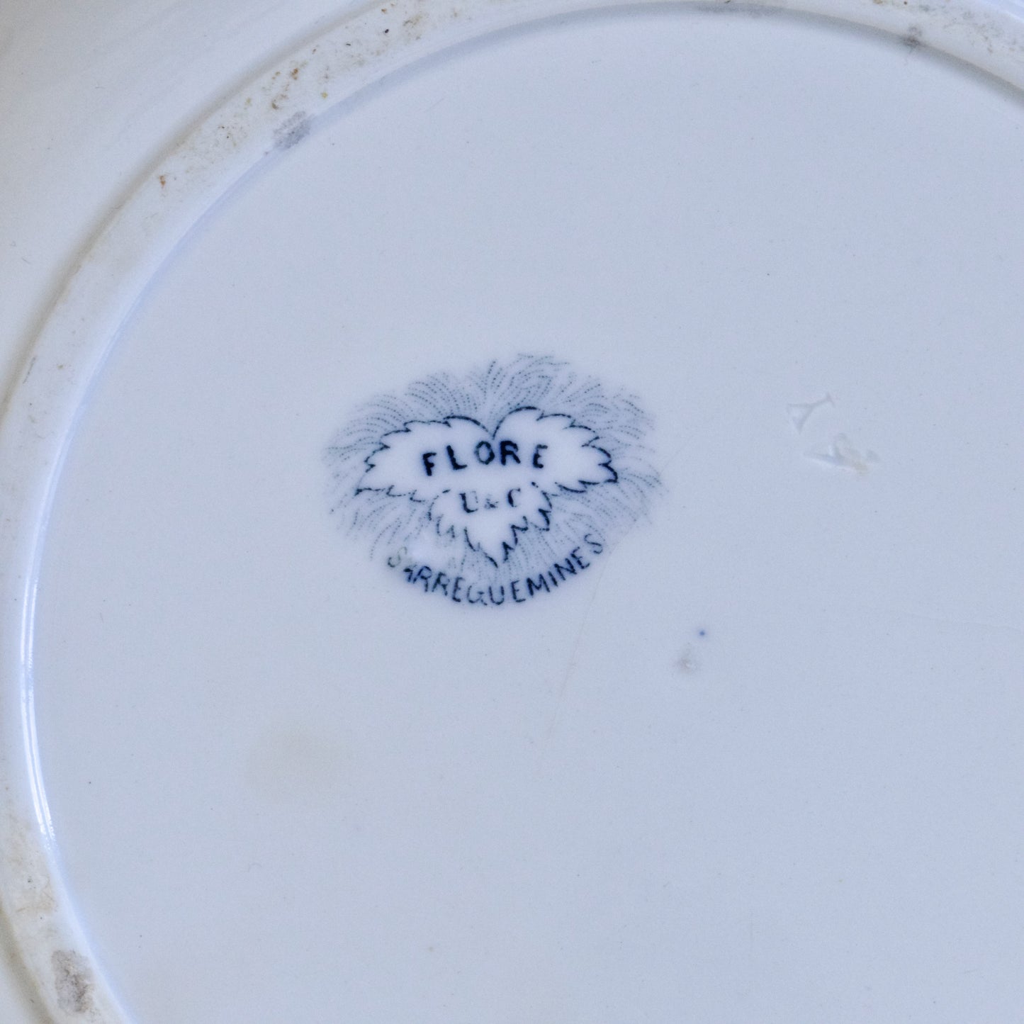 Plat creux XIXe Sarreguemines "Flore" - terre de fer