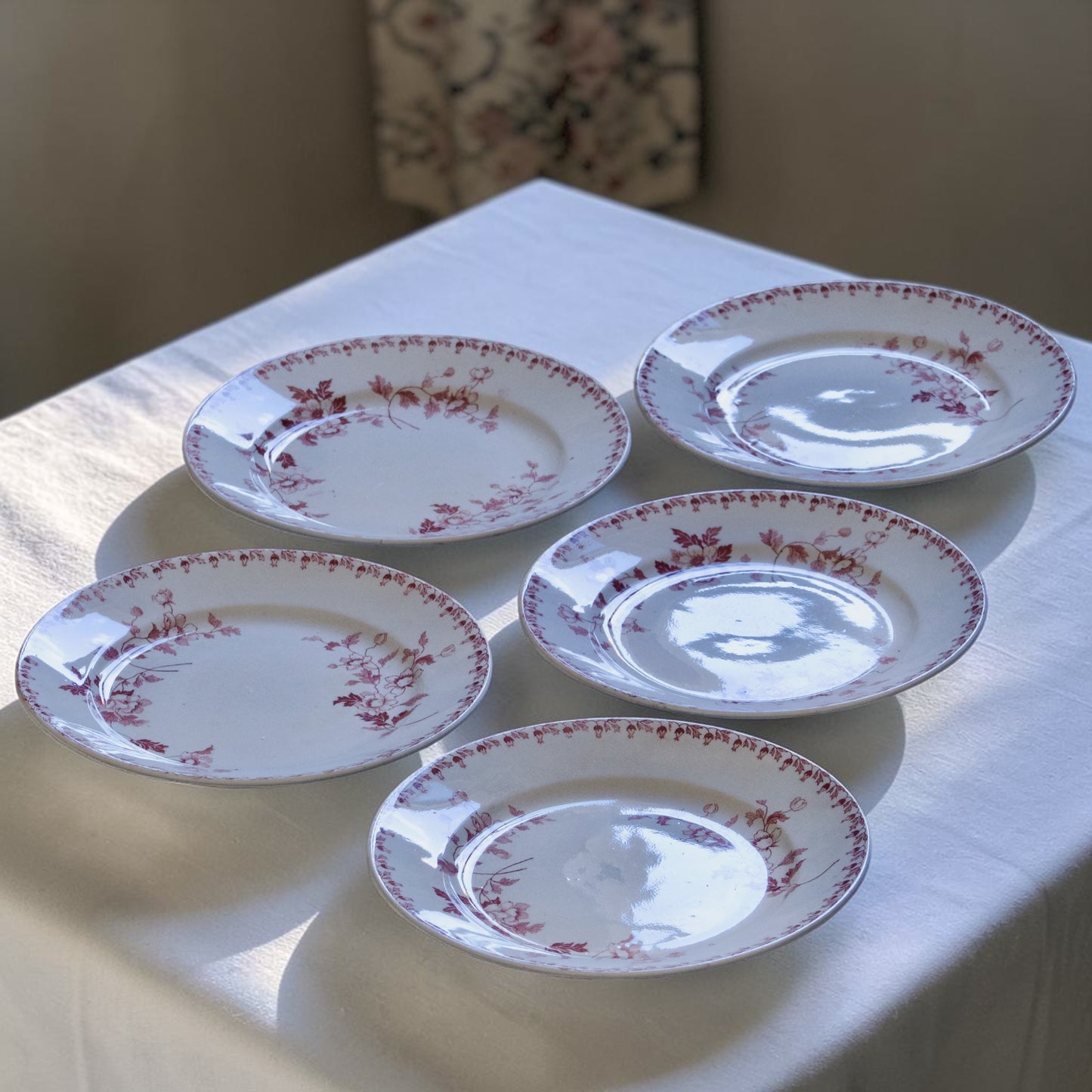 5 assiettes à dessert Maestricht "Toulouse" - terre de fer rose