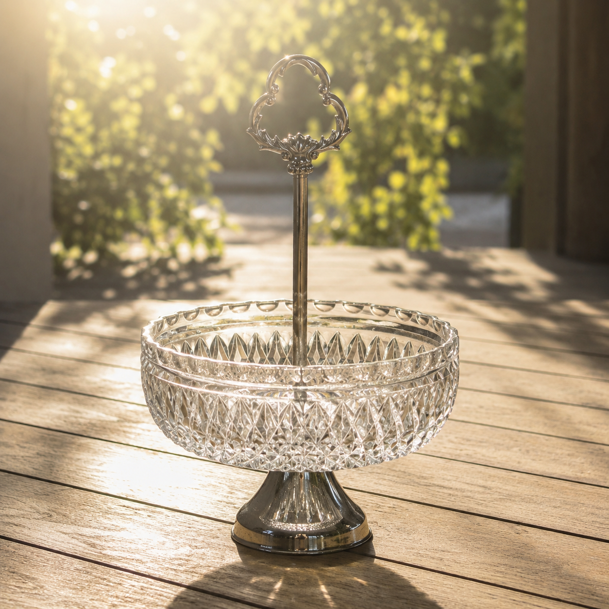 Coupe montée en cristal et métal argenté, 1950