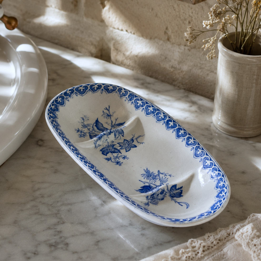 Porte-savon XIXe Creil & Montereau "Bouquet" - terre de fer