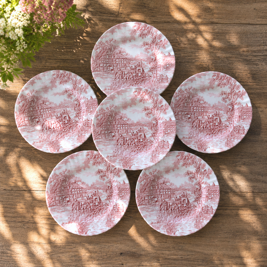 6 assiettes à dessert Myott Staffordshire England "Coaching Days"