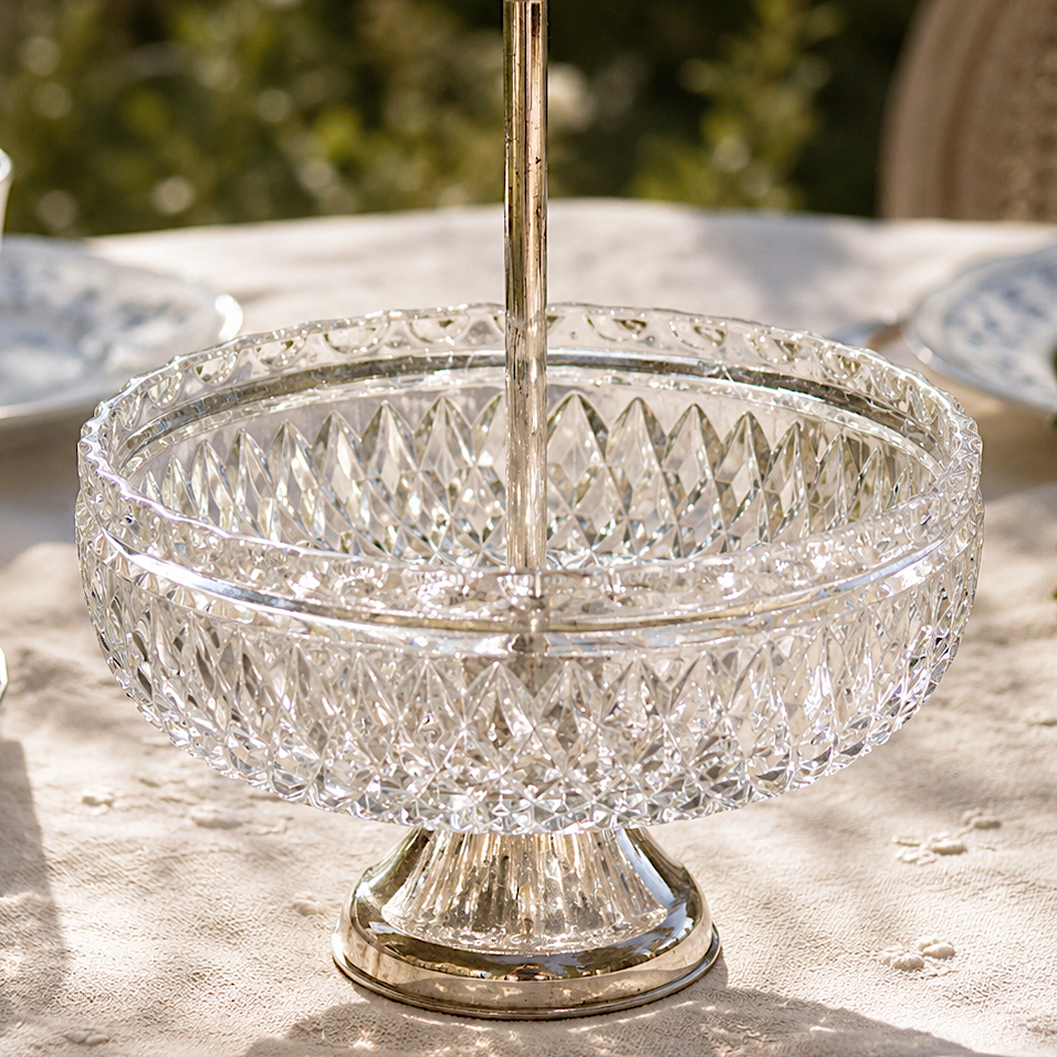 Coupe montée en cristal et métal argenté, 1950