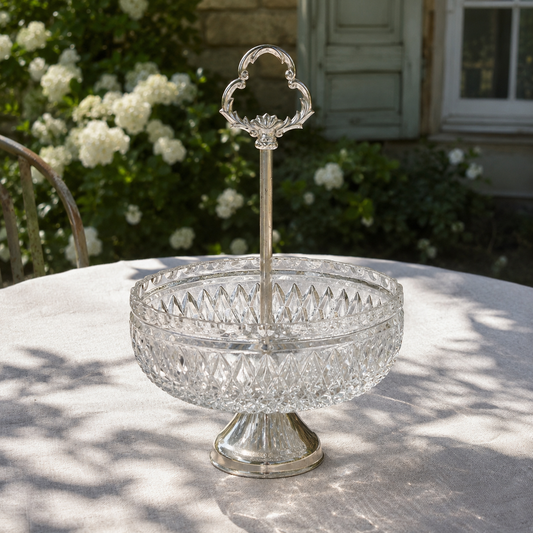 Coupe montée en cristal et métal argenté, 1950